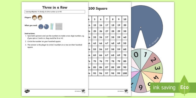 Three in a Row Maths Game teacher made Twinkl