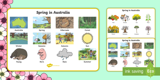 F-2 Spring in Australia Word Mat (teacher made)