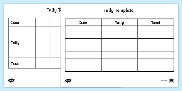 tally sheet template excel