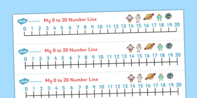 printable line number 0-20 20 Counting, Line line 0 (Space)  Number  Numberline, Number