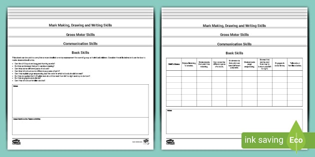 On Entry Skills Observation Assessment Early Years Sheets 7225