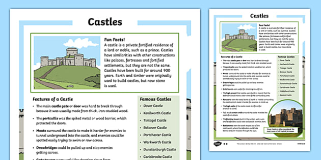 facts about castles primary homework
