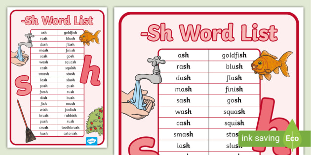 speech word list sh
