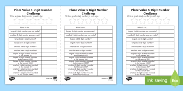 place value 5 digit number challenge worksheet worksheet scottish worksheet