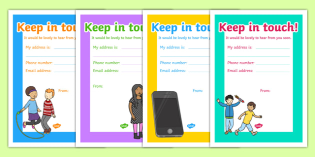 Keep In Touch Cards teacher Made 