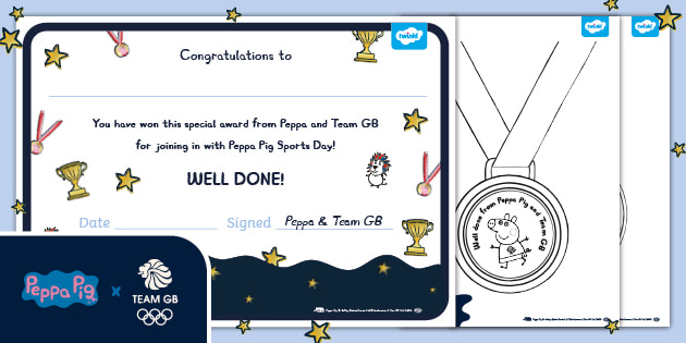 FREE! - Team GB &amp; Peppa Pig Certificates and Medals