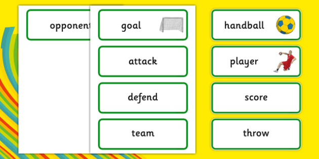 Rio 2016 Olympics Handball Word Cards (teacher made)