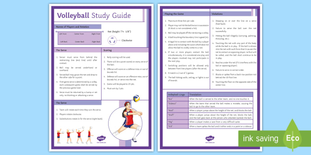  Volleyball Rules  A4 Display Poster PE KS3 KS4 