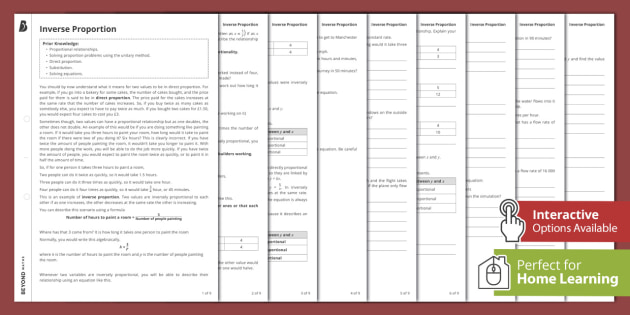 👉 Inverse Proportion - KS4 Foundation Walkthrough Worksheet
