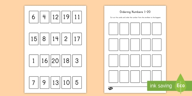 ordering numbers 1 20 activity teacher made