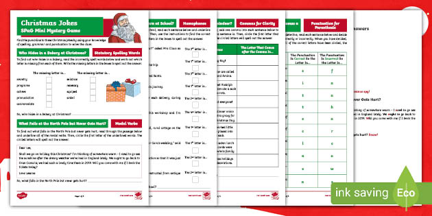UKS2 Christmas Jokes SPaG Mini Mystery Game