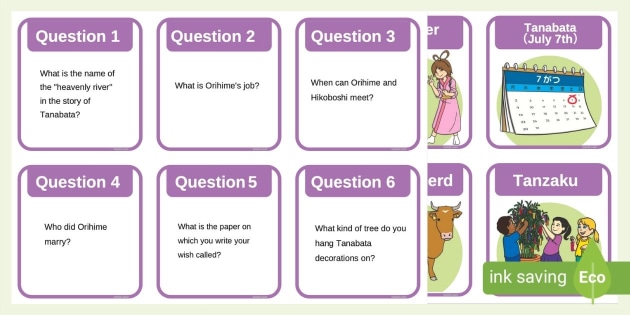 Tanabata Star Festival Quiz Cards English Teacher Made