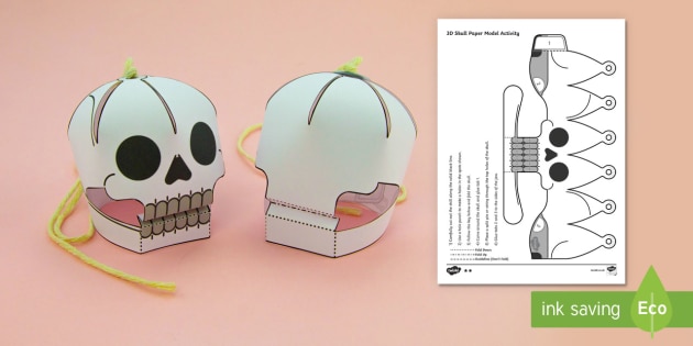 Simple 3D Halloween  Skull Activity Display Paper Craft 