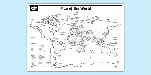 World Map Labeling Sheet (Teacher-Made) - Twinkl