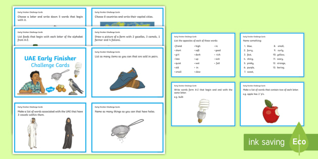 Uae Early Finisher Challenge Cards Teacher Made