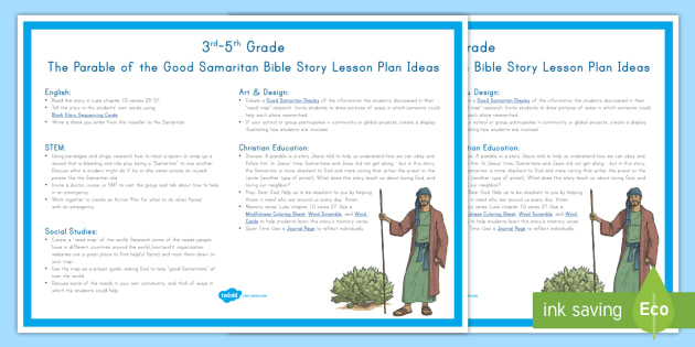 Grade 3-5 The Parable of the Good Samaritan Bible Story Lesson