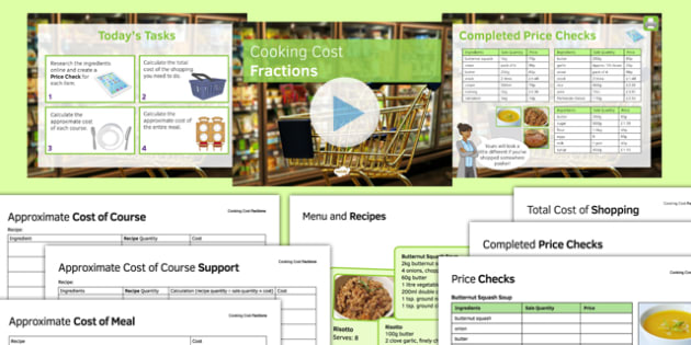Cooking Cost Fractions teacher Made 