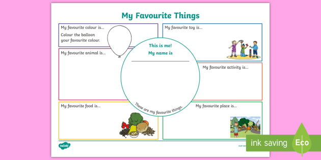 My Favourite Things Worksheet - Primary Resources