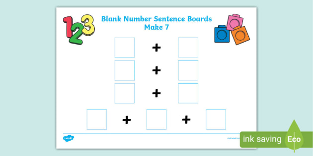 Blank Number Sentence Boards Make 7 - sentence boards