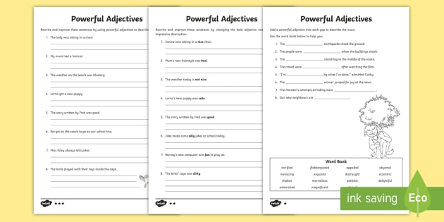 adjectives worksheets for grade 3 elementary resources