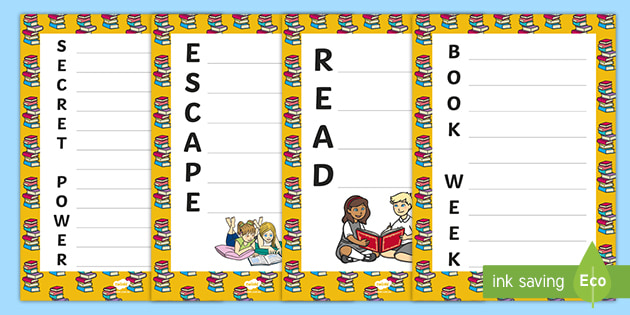 Cbca Book Week 19 Acrostic Poem Writing Frames