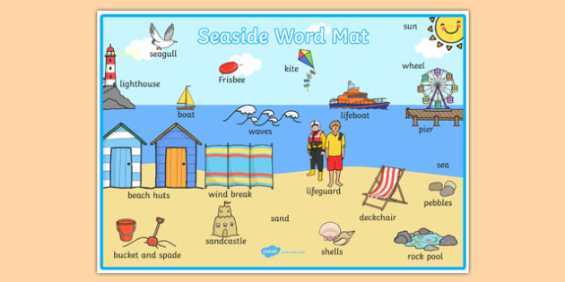 Seaside Themed Scene Word Mat Teacher Made