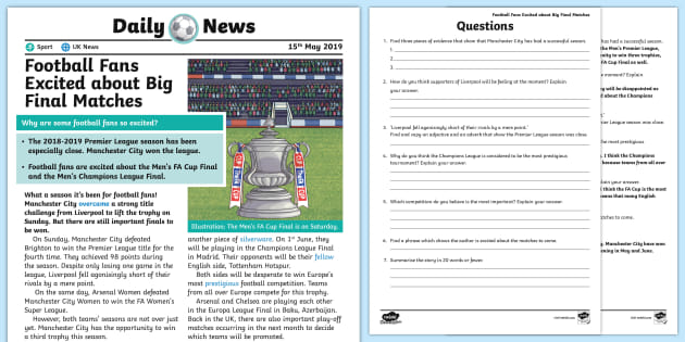 Uks2 Football Trophies Daily News Story Teacher Made