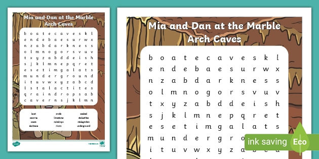 Mia and Dan at the Marble Arch Caves Word Search