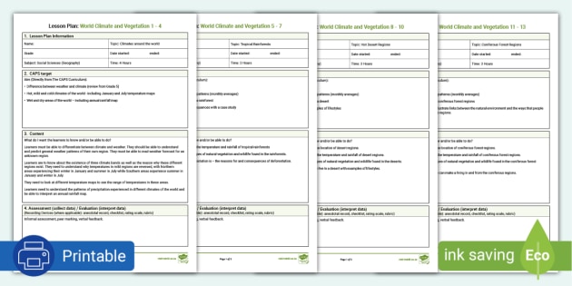 Climate And Vegetation Lesson Plan Pack | South Africa