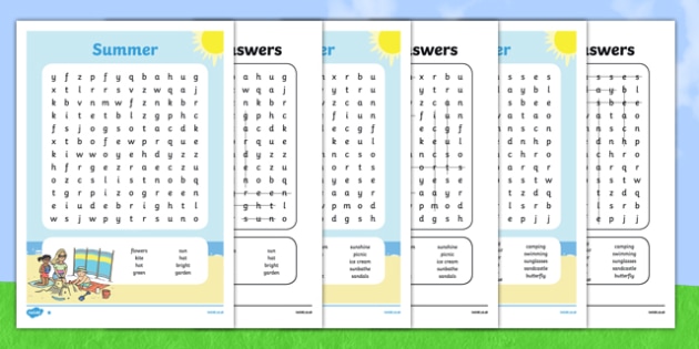 differentiated summer wordsearch fun word search printable