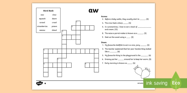 Aw Digraph Differentiated Crossword Teacher Made