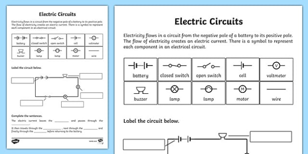 Electric Circuits Worksheet - electric circuits, circuits, circuits