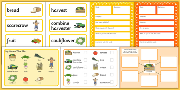 Harvest Pre Teaching Vocabulary Pack teacher Made 