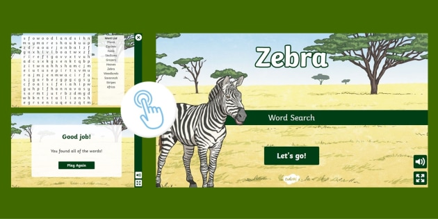 Interactive Zebra Word Search (teacher made)