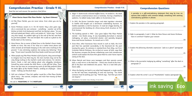 Grade 9 Reading Comprehension Worksheets