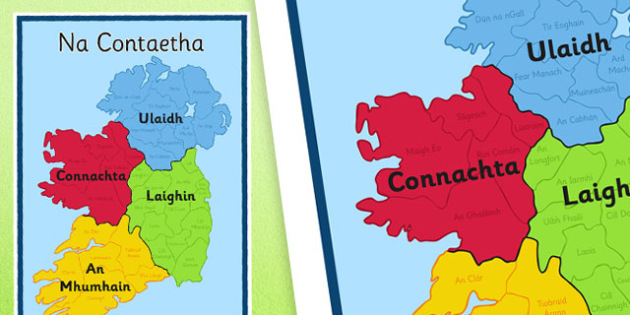 Irish Counties in Gaeilge Display Poster (teacher made)