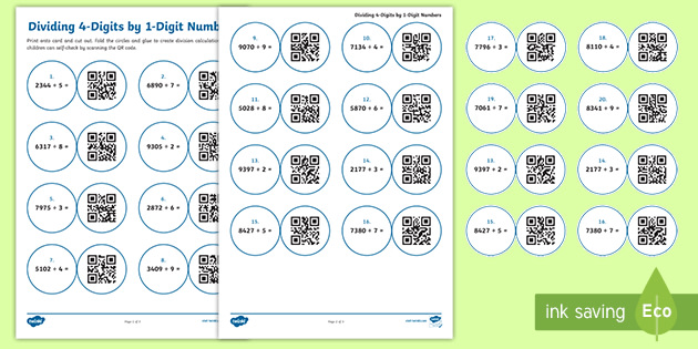 Dividing 4-Digits By 1-Digit Numbers With Remainders Self-Checking Code