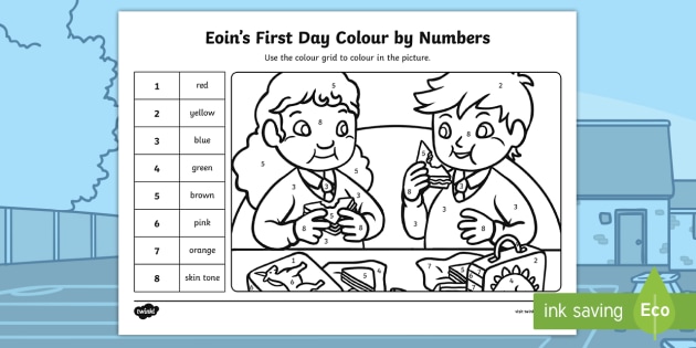 Exploring My World Aistear Eoin's First Day Colour by Number