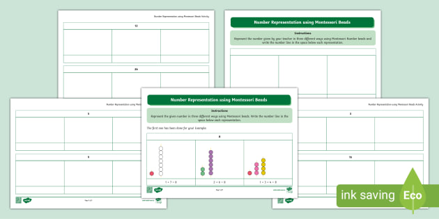 Montessori Number Representation Using Beads Teacher Made