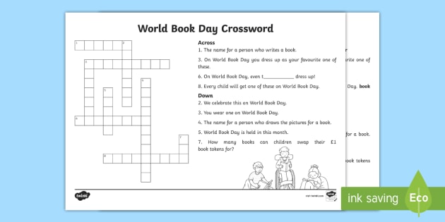 world book day crossword bookday book day resources