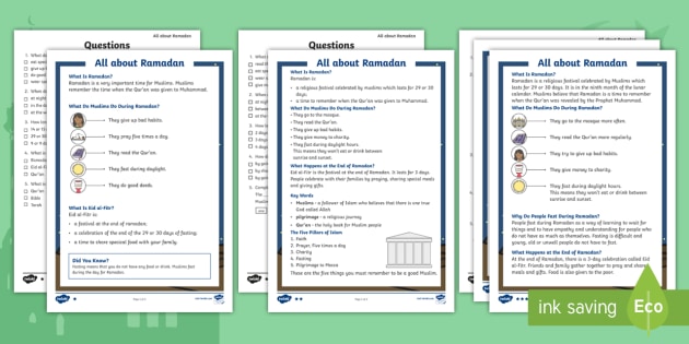 KS1 Ramadan Differentiated Reading Comprehension Activity