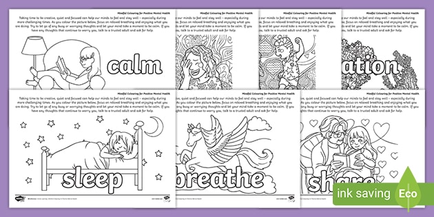 Mental Health Coloring Pages, Anxiety Coloring Pages, Anti-stress