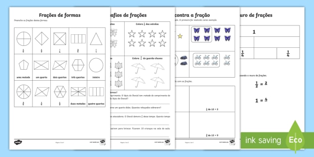 Atividade com frações para 4 ano - Recursos de ensino