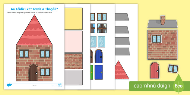 Houses and Homes Build a House Using Shapes Activity Gaeilge