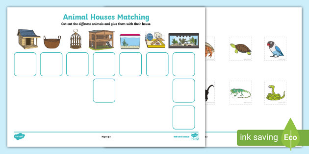 Animal Houses Matching Activity (Teacher-Made) - Twinkl