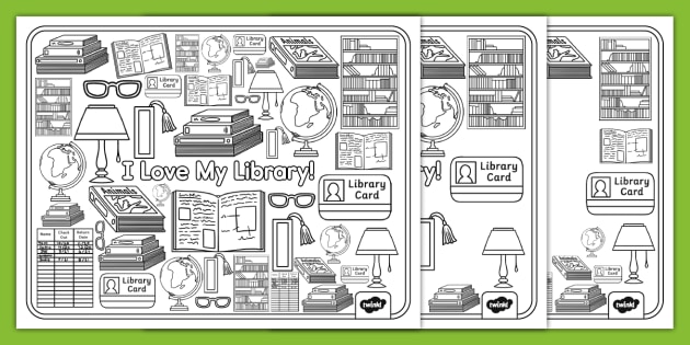 library rules coloring pages