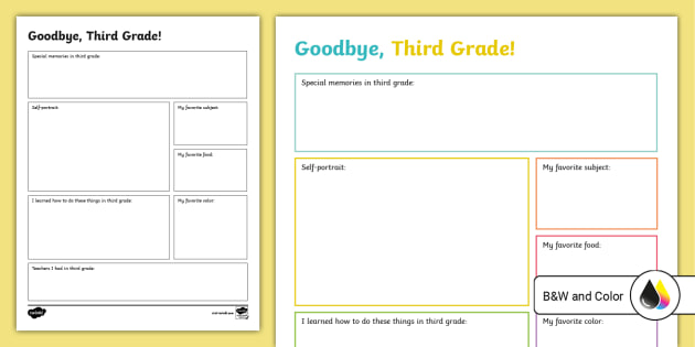 Goodbye,Third Grade! End of Year Activity Poster