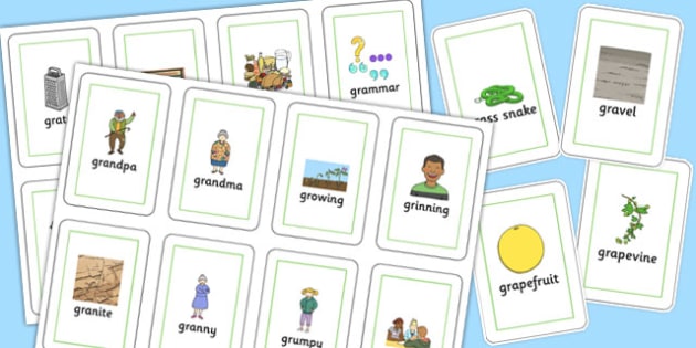 Two Syllable GR Flash Cards