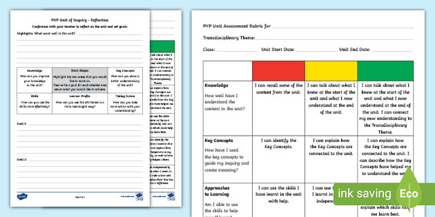 PYP Unit Assessment Rubric Reflection