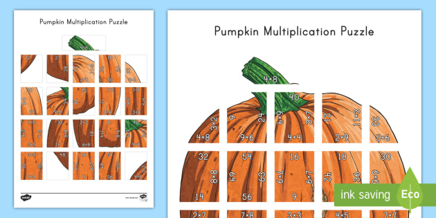 Pumpkin Multiplication Puzzle - Halloween, Thanksgiving, Math